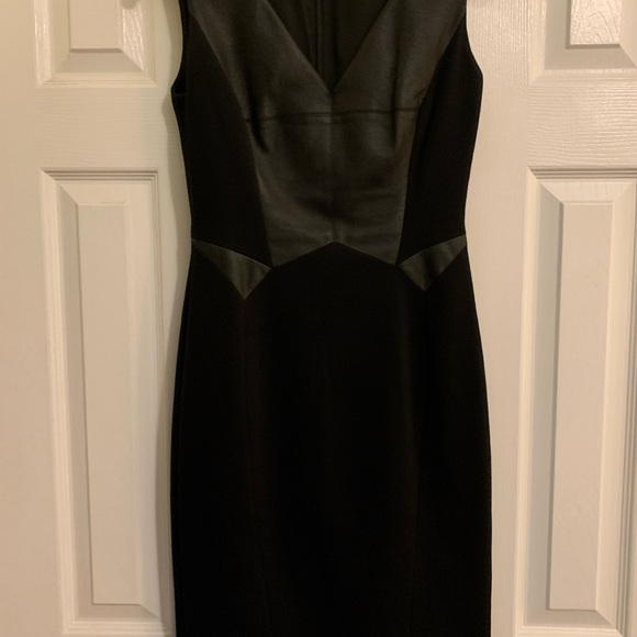 Karen Millen faux leather panel dress size 6 US - Picture 2 of 9